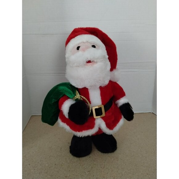 Dan Dee 12" Musical Santa Plush With Festive Green Bag - Picture 1 of 4